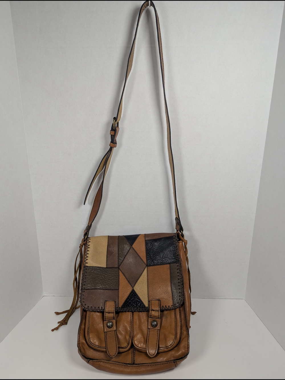 Patricia Nash Patchwork Armeno Genuine Leather Messenger Bag Crossbody Purse